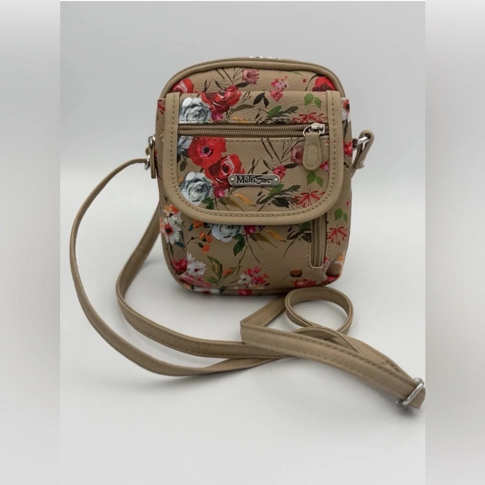 MultiSac Mini Micro Everest Crossbody Shoulder Bag Purse Floral Print Adjust EUS - Picture 3 of 10
